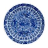 A Japanese Kangxi-style blue and white 'fishes' dish Meiji/Taisho period, early 20th century De...