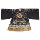 A Chinese embroidered 'dragon' robe Late Qing dynasty/Republic period Embroidered with gold met...