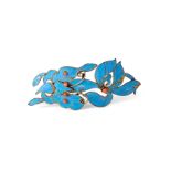 A Chinese kingfisher-feather hairpin Late Qing dynasty In the shape of a butterfly chasing a lo...