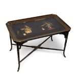 A Japanese lacquer tray and stand Edo period, 19th century Finely decorated in hiramaki-e, taka...