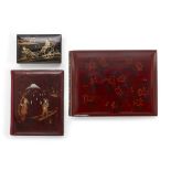 Three Japanese lacquer photograph albums Meiji era, late 19th century Comprising: a lacquer pho...