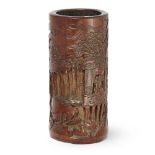 A Chinese carved 'Wang Xizhi' bamboo brush pot, bitong Early Qing dynasty, 17th/18th century Fi...