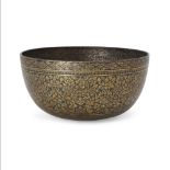 A Siamese gold and niello inlaid silver bowl 18th/19th century Of deep rounded form with the sp...