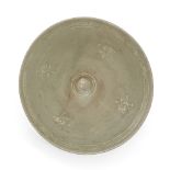 A Korean slip-inlaid celadon-glazed conical bowl Goryeo dynasty, 13th century The olive-green c...