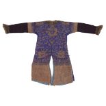 A Chinese embroidered silk purple-ground 'nine dragon' robe, jifu Late Qing dynasty/Republic per...