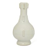A Chinese white glaze vase 20th century Standing on a splayed foot rising to bulbous body and l...