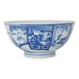 A Chinese blue and white 'four arts' bowl Qing dynasty, 19th century, apocryphal Xuande four-cha...