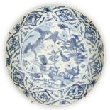 A large Chinese Zhangzhou (Swatow) blue and white 'duck' plate Ming dynasty, 16th century Paint...