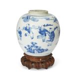 A Chinese blue and white 'boys' jar Qing dynasty, Kangxi period Painted with boys celebrating i...