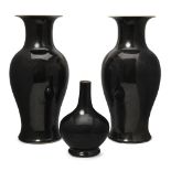 The Robert G. Vater Collection Three Chinese monochrome black-glazed vases Qing dynasty, 19th c...