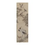 Manner of Jiang Tingxi (1669 - 1732) Ink and colour painting of birds and crane, signed with two...