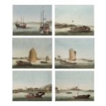 Chinese School Qing dynasty, 19th century Boats, set of six watercolours on paper, 30.5cm x 39c...