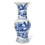 A Chinese blue and white 'landscape' phoenix-tail vase Qing dynasty, Kangxi period The sturdily...