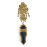 A George III gilt-brass mounted bloodstone etui and chatelaine, third quarter 18th century, the c...