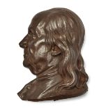 After Henry Kirke Brown, American, 1814-1886, a cast-iron relief of Benjamin Franklin, modelled i...