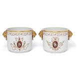 A pair of Fürstenberg ice-pails, c.1780, blue script F marks, blue 7 and impressed 7 marks, each ...