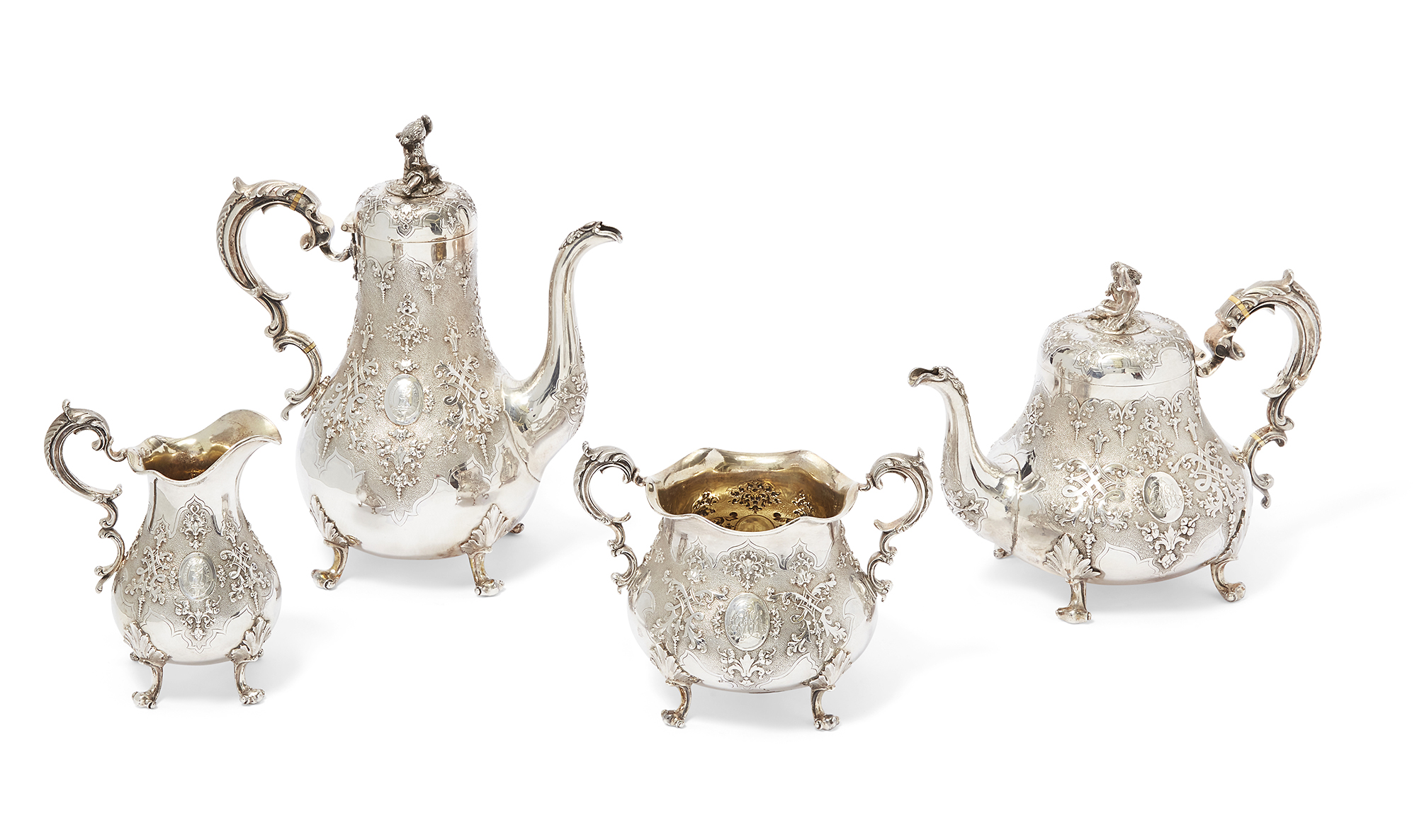 A four piece Victorian silver tea set, London, 1860, Robert Hennell III, in fitted Hunt & Roskell... - Image 2 of 3