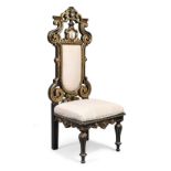 A Victorian Papier mache nursery chair by Jennens & Bettridge, second quarter 19th century, gilt ...