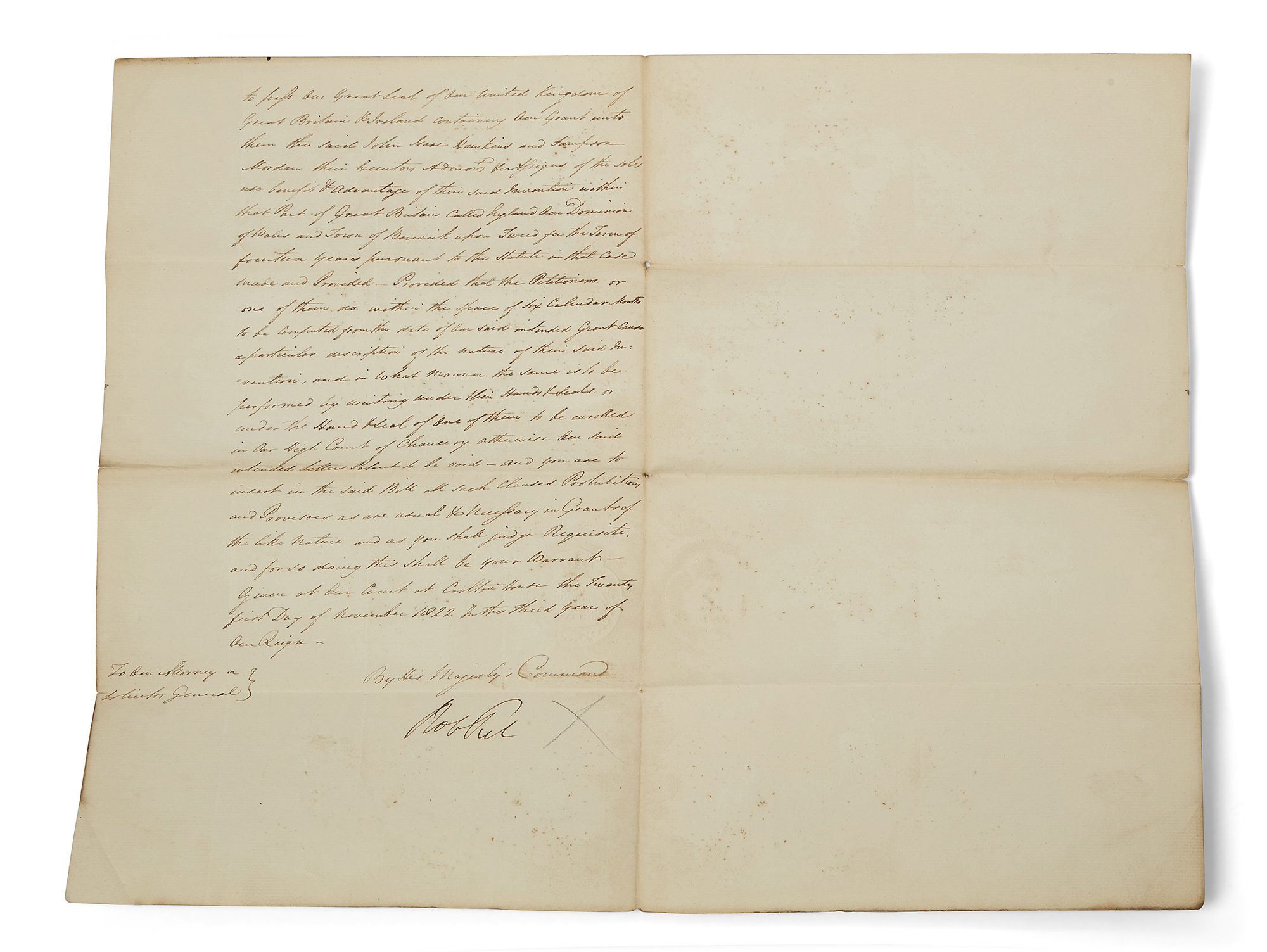 A document issued by the British Government granting John Isaac Hawkins and Sampson Mordan to app... - Image 2 of 3