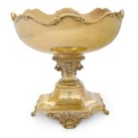 A silver gilt centrepiece bowl with lion mask stem, London, 1960, C.J. Vander, the circular bowl ...