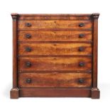 An early Victorian Scottish mahogany chest, second quarter 19th century, with five graduated draw...