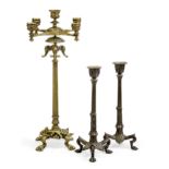 A pair of French bronze candlesticks, second half 19th century, probably cast by Alfred Daubrée, ...