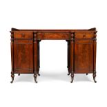 An English mahogany kneehole desk, in the Regency style, 20th century, in the manner of Gillows, ...