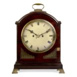 A George III mahogany repeating bracket clock, late 18th / early 19th century, the break arch cas...