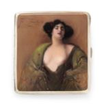 A German silver and enamel erotic cigarette case, Louis Kuppenheim, first quarter 20th century, s...