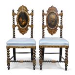 A pair of Victorian papier mache side chairs, second quarter 19th century, attributed to Jennens ...