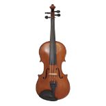 A German three-quarter size violin, early 20th century, 13'' one piece back, with spurious label ...