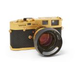 An Oskar Barnack Centenary De Luxe Leica M4-2 35mm rangefinder camera, c.1979-80, gold plated and...