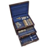 A part canteen of George V silver flatware in wooden case, London, 1930, David Landsborough Fulle...