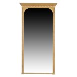 A large Victorian giltwood and gesso pier mirror, third quarter 19th century, the floral moulded ...