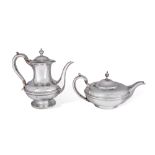 A William IV silver teapot and coffee pot, London, 1837, Joseph Angell I & John Angell I, of roun...