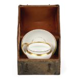 A Paris Porcelain teacup and saucer thought to have been used by Napoleon Bonaparte around the ti...