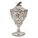 A Victorian pierced silver sugar bowl and cover, London, 1851, Joseph & Albert Savory, liner defi...