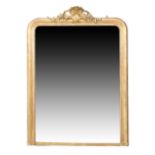 A French giltwood overmantle mirror, last quarter 19th century, the moulded rectangular frame wit...