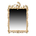 A Dutch giltwood and gesso mirror, last quarter 18th century, the moulded frame with carved C scr...