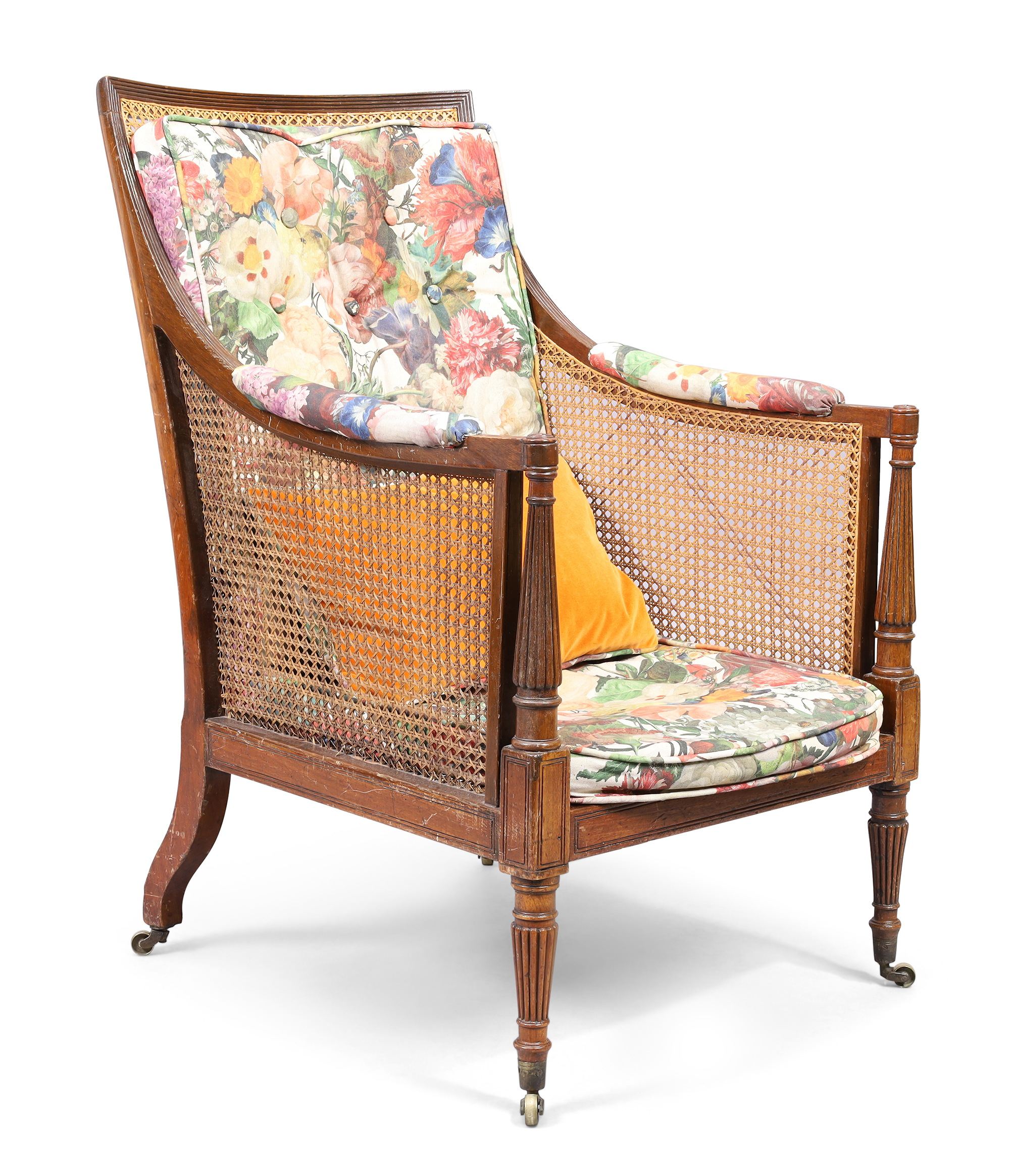 A Regency caned mahogany library armchair, first quarter 19th century, with incised and reeded fr... - Image 2 of 5