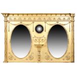 A neo-classical giltwood and gesso over mantle mirror, last quarter 19th century, the moulded cor...