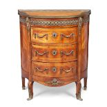 A Napoleon III kingwood demi-lune petit commode, third quarter 19th century, gilt metal mounted, ...