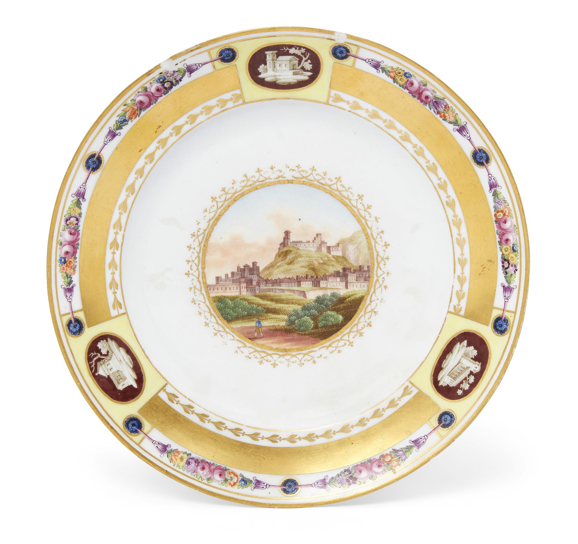 A St. Petersburg (Alexander I) Imperial Porcelain Factory topographical plate from the Dowry serv...