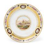 A St. Petersburg (Alexander I) Imperial Porcelain Factory topographical plate from the Dowry serv...