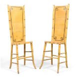 A pair of Regency painted faux bamboo correction chairs, first quarter 19th century, the high bac...