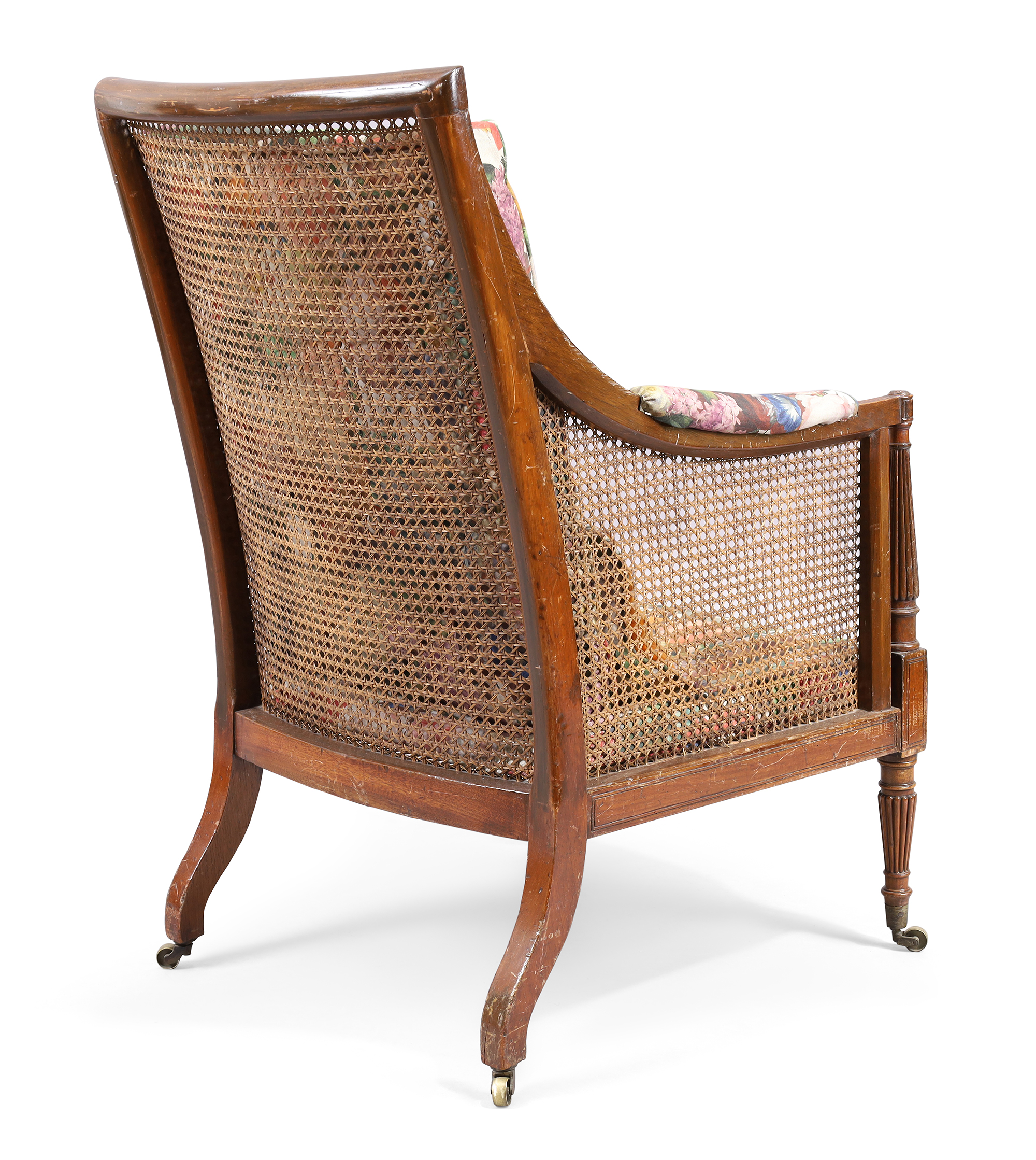 A Regency caned mahogany library armchair, first quarter 19th century, with incised and reeded fr... - Image 4 of 5
