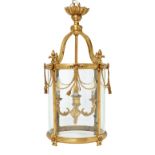 A gilt-brass brass cylindrical hall lantern, of George III style, second half 20th century, appli...