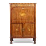 A Victorian marquetry inlaid mahogany secretaire abattant, in Louis XV/XVI transitional style, la...