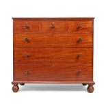 A George IV mahogany chest, attributed to Gillows, first quarter 19th century, with three short o...