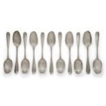 Eleven Scottish provincial silver tablespoons by John Baillie (1740-1753), Inverness, Hanoverian ...